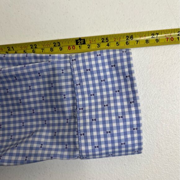 Jos A Bank Blue Textured Long Sleeve Button Front Shirt Men 15.5 - 35 Slim Fit - Picture 12 of 13